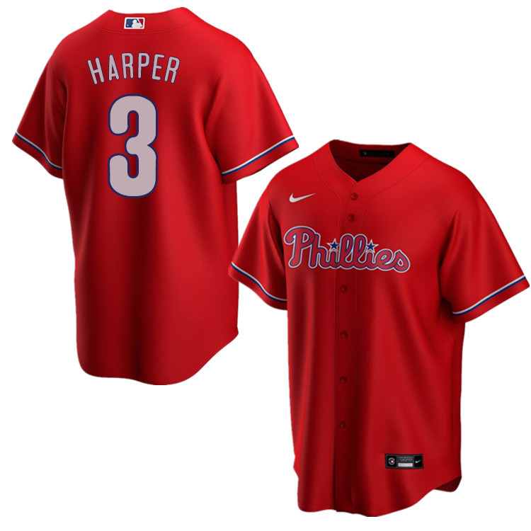 Nike Men #3 Bryce Harper Philadelphia Phillies Baseball Jerseys Sale-Red